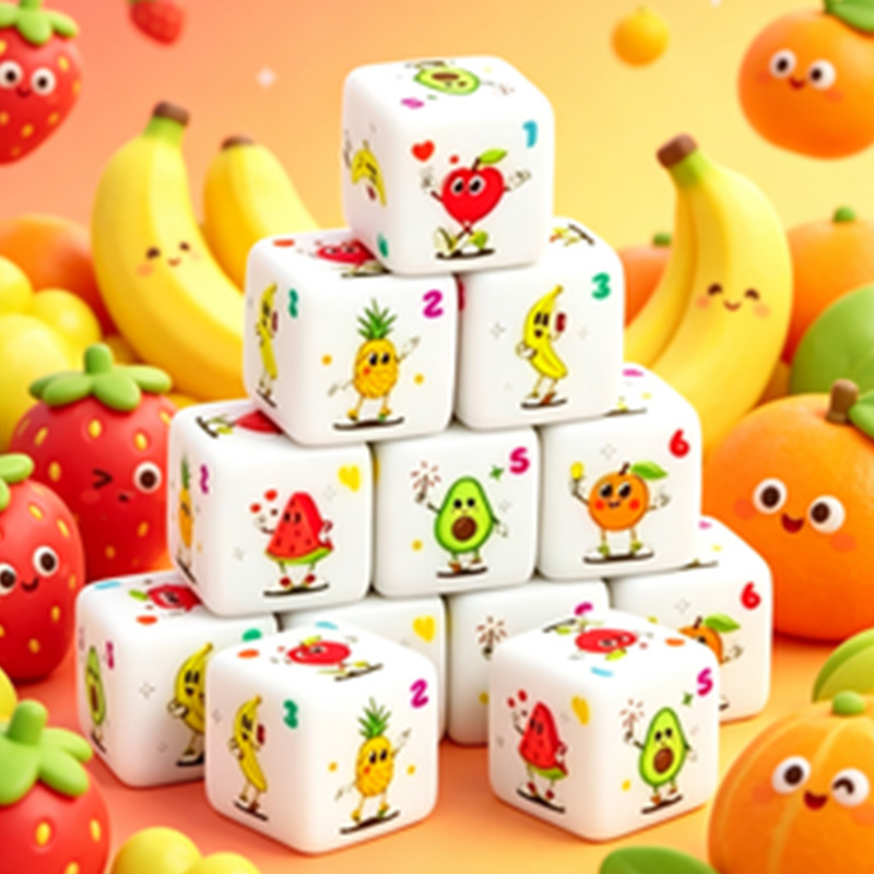12Pcs Fruit Theme D6 Dice Set  - Board Game Live ulasan dan harga